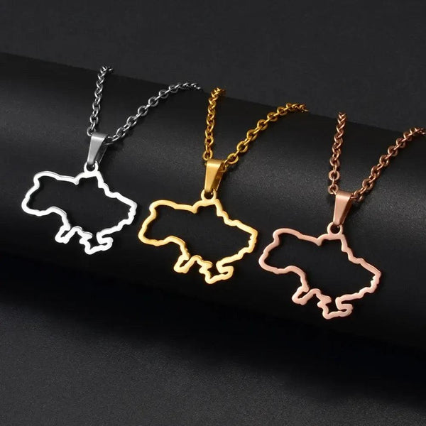 Ukraine Map Necklace