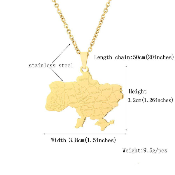 Ukraine Map Necklace