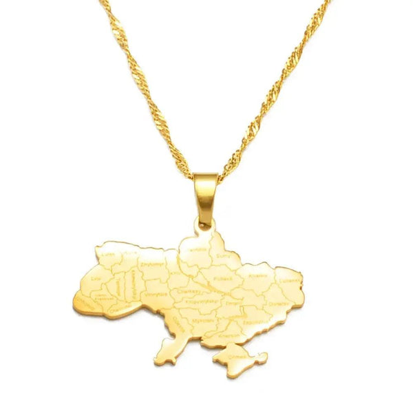 Ukraine Map Necklace
