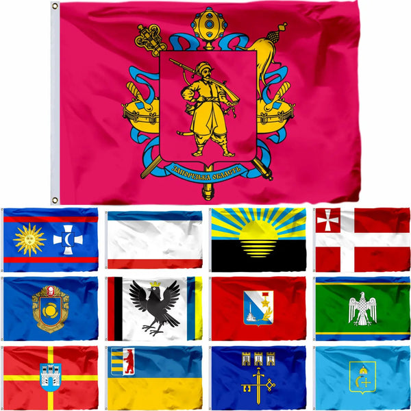 Ukraine Oblast Flags - Zaporizhia, Vinnytsia, Sevastopol, Crimea, Ivano-Frankivsk, Donetsk Flags