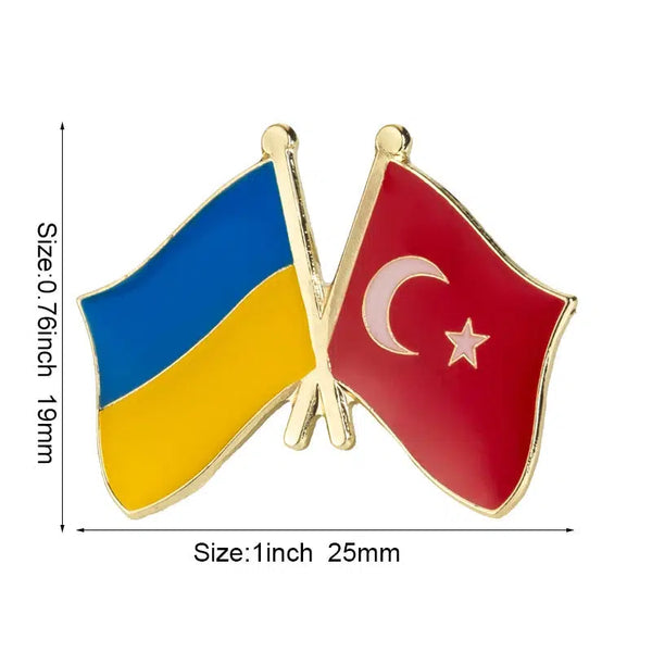 Ukraine Turkey Flag Lapel Pin - Enamel Pin Flag