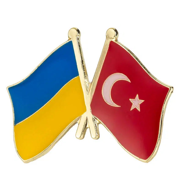 Ukraine Turkey Flag Lapel Pin - Enamel Pin Flag