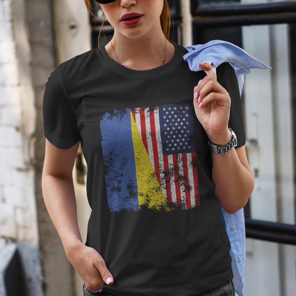 Ukraine USA Flag - Half American T-Shirt