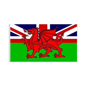 Union Jack Wales Dragon Flag - 90x150cm(3x5ft) - 60x90cm(2x3ft)