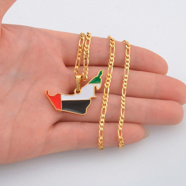 United Arab Emirates Flag Map Necklace