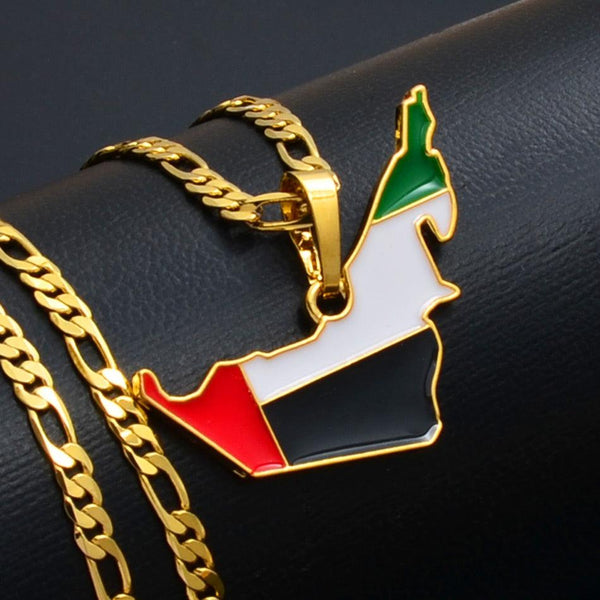 United Arab Emirates Flag Map Necklace