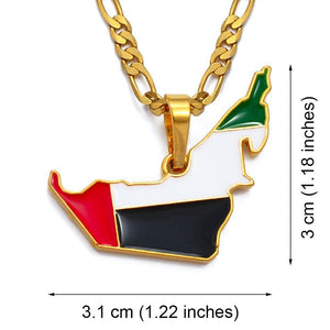 United Arab Emirates Flag Map Necklace