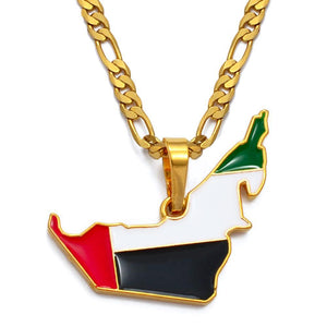 United Arab Emirates Flag Map Necklace