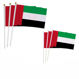 United Arab Emirates Flag on Stick - Small Handheld Flag (50/100Pcs)