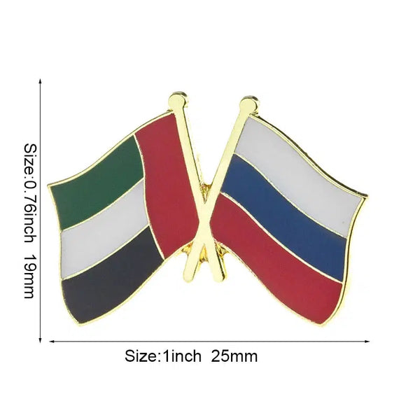 United Arab Emirates Russia Flag Lapel Pin - Enamel Pin Flag