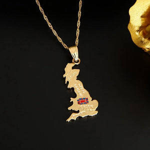 United Kingdom Flag Map Necklace