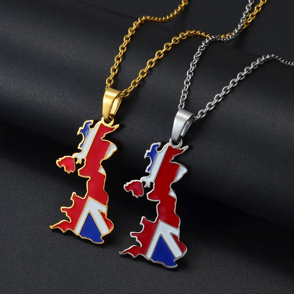 United Kingdom Flag Map Necklace