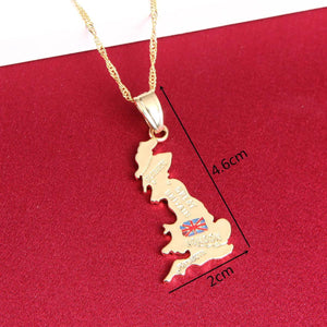 United Kingdom Flag Map Necklace