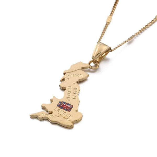 United Kingdom Flag Map Necklace