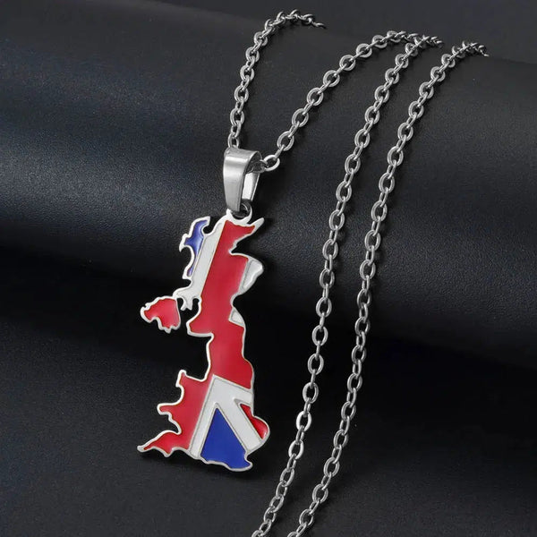 United Kingdom Flag Map Necklace