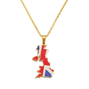 United Kingdom Flag Map Necklace