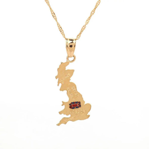 United Kingdom Flag Map Necklace