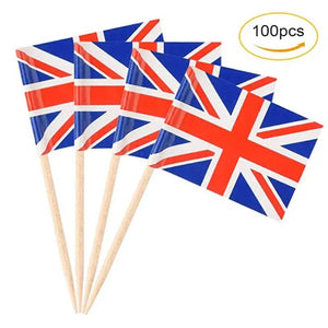 United Kingdom Flag Toothpicks - Cupcake Toppers (100Pcs)