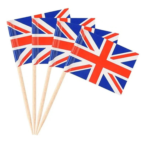 United Kingdom Flag Toothpicks - Cupcake Toppers (100Pcs)