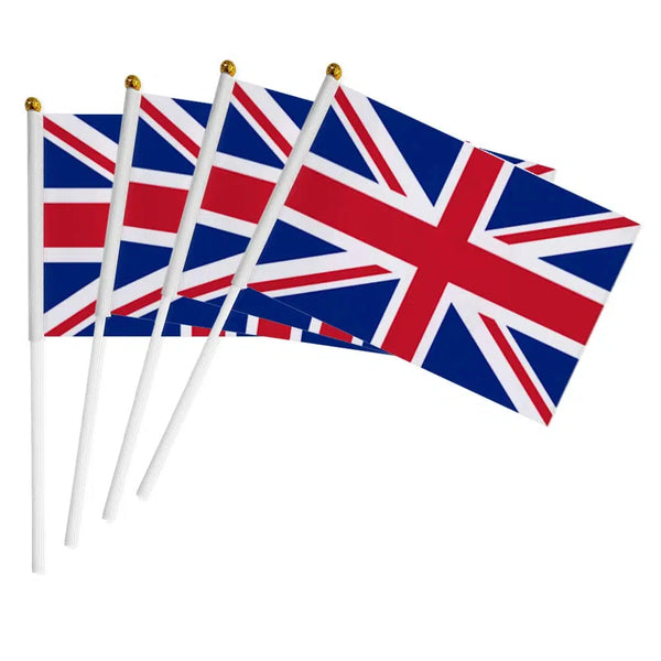 United Kingdom Flag on Stick - Small Handheld Flag (50/100Pcs)
