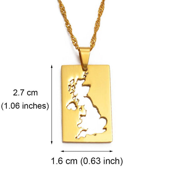 United Kingdom Great Britain Map Necklace