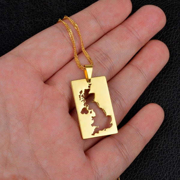 United Kingdom Great Britain Map Necklace