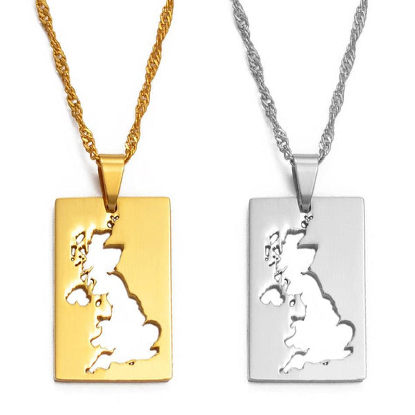 United Kingdom Great Britain Map Necklace