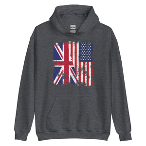 United Kingdom USA Flag - Half American Hoodie