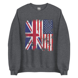 United Kingdom USA Flag - Half American Sweatshirt