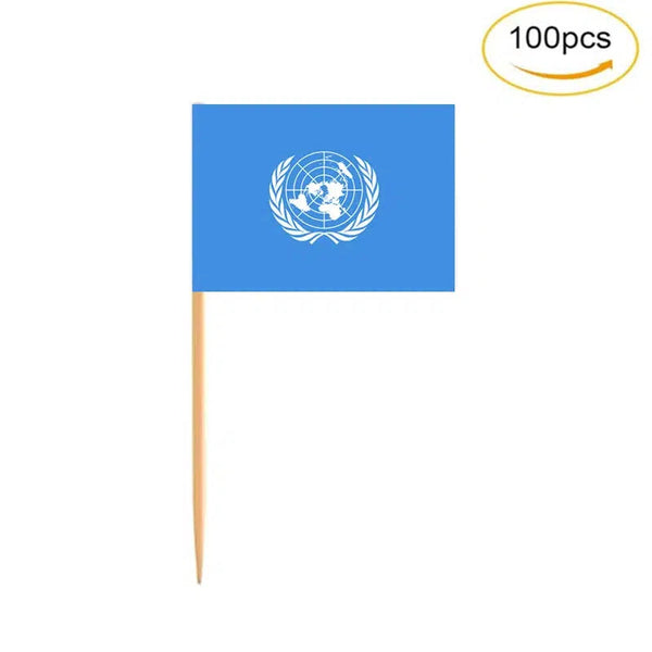 United Nations Flag Toothpicks - Cupcake Toppers (100Pcs)