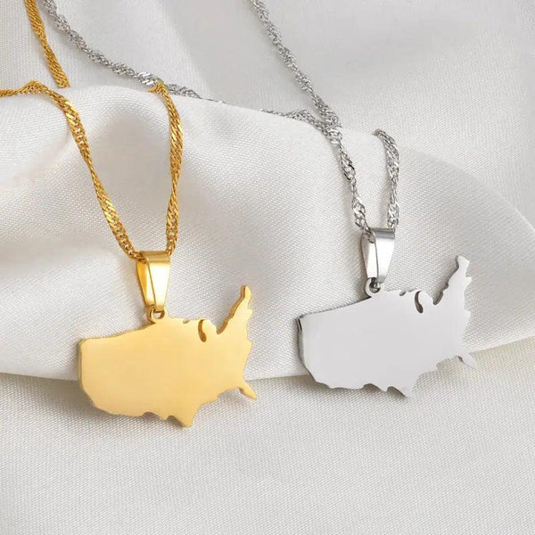 United States of America Map Necklace