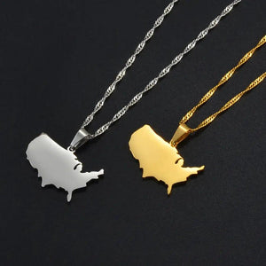 United States of America Map Necklace