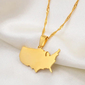 United States of America Map Necklace