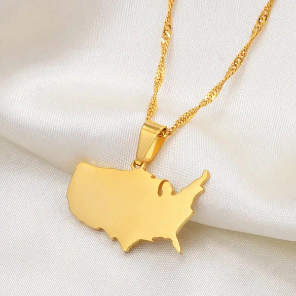 United States of America Map Necklace