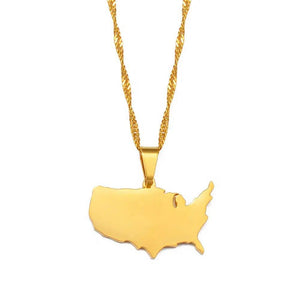 United States of America Map Necklace