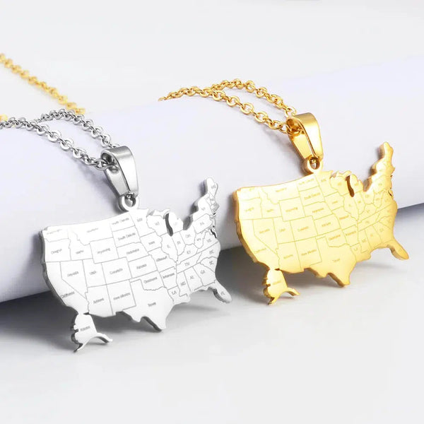 United States of America Map Necklace