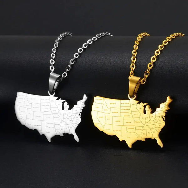 United States of America Map Necklace