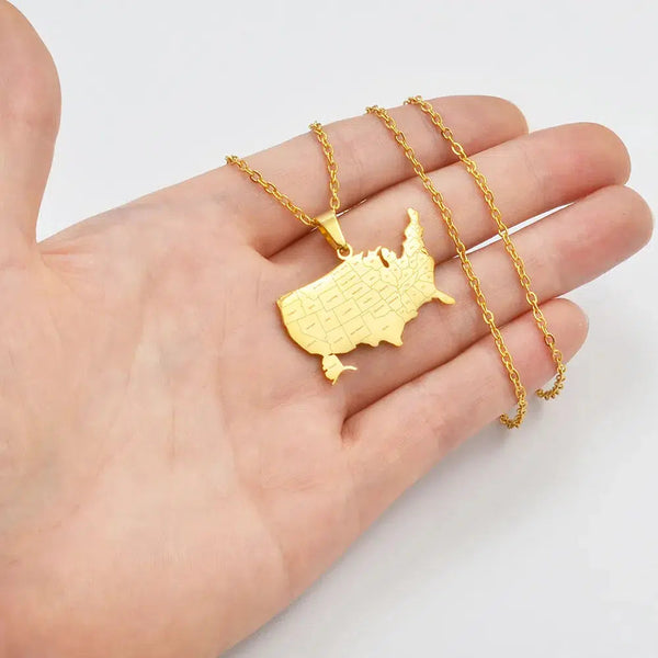 United States of America Map Necklace