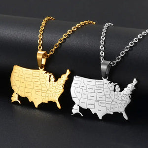 United States of America Map Necklace