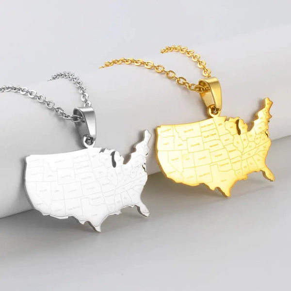 United States of America Map Necklace