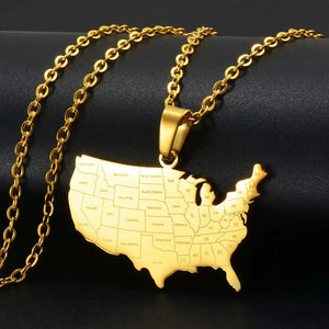 United States of America Map Necklace