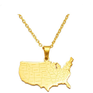 United States of America Map Necklace