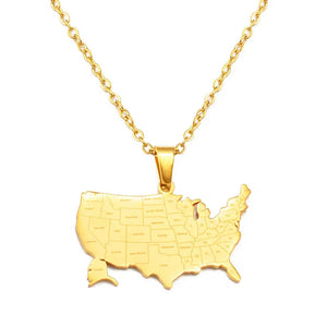 United States of America Map Necklace