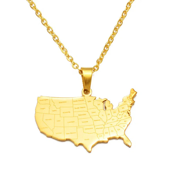 United States of America Map Necklace