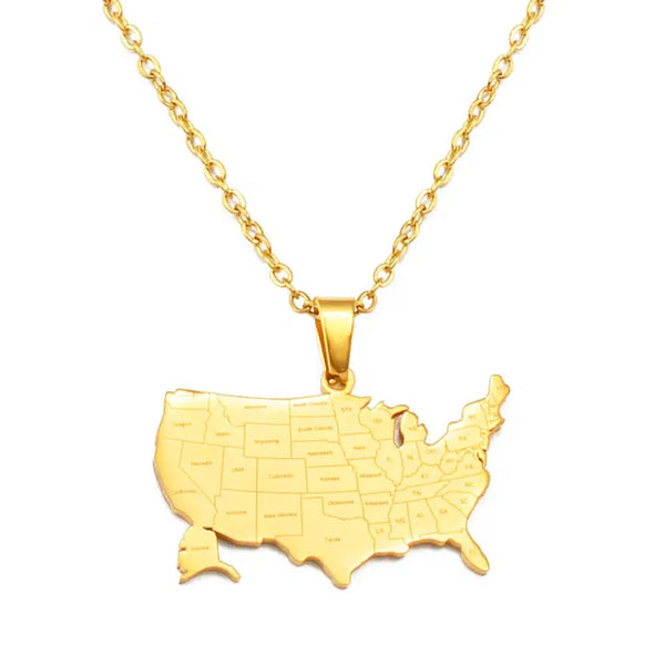 United States of America Map Necklace