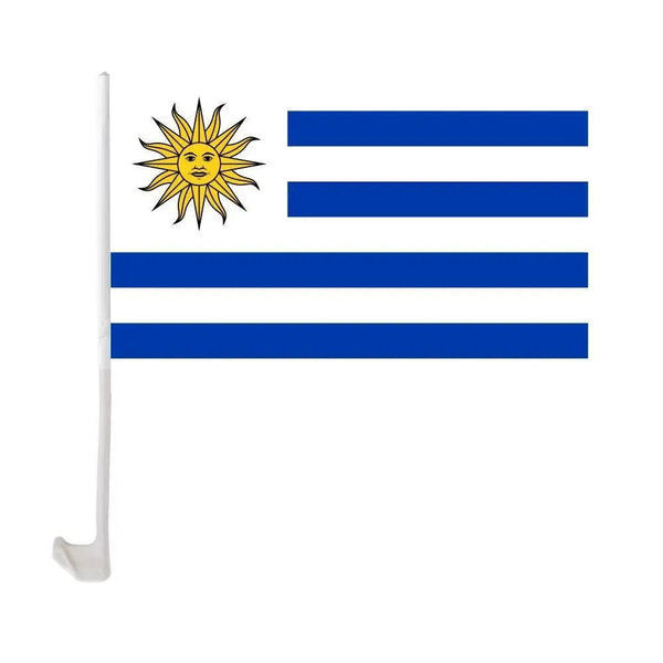 Uruguay Car Flag with Window Clip and Pole - Flag for Car Window