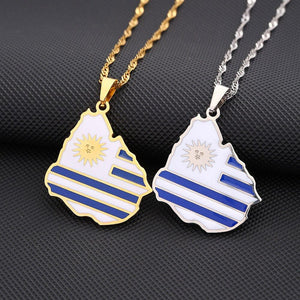 Uruguay Flag Map Necklace