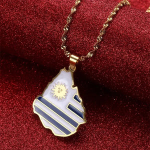 Uruguay Flag Map Necklace