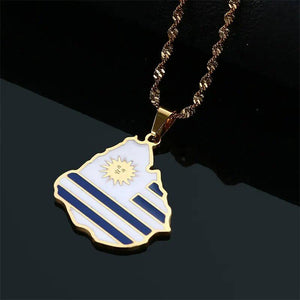 Uruguay Flag Map Necklace