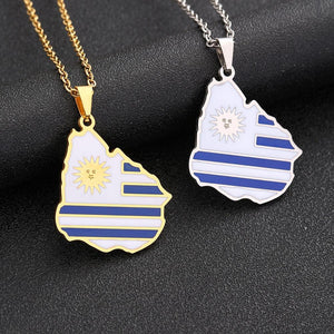 Uruguay Flag Map Necklace